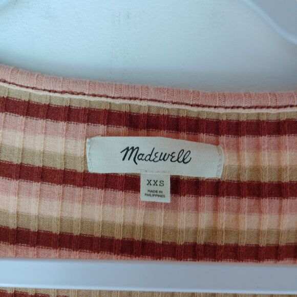 Madewell Women Square Neck Knitted Sleeveless Tank Top Blouse stripe preppy XXS - Picture 3 of 6